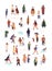 People in autumn apparel flat vector characters set. Young women and men wearing warm trendy fall season clothing