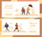 People autumn walk motivation header banner set