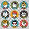 People avatars collection.Professions vector flat icons.Soldier, businessman, manager, showman, tennis player, financier