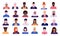 People avatars. Men and women cartoon character icon collection, male and female person heads with shoulders front view