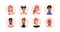 People avatars set. Diverse men and women head portraits. Happy users in circles. Different round face profiles with