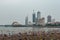 People bathing at the Qingdao city beach, Shandong province, China