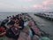 People on the beach at dusk, central java, Indonesia, July 12, 2022