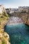 People on beach Lama Monachile in Polignano a Mare, Italy