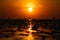 People on the beach in the sunset off Buesum in the Wadden Sea.