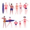 People at beach vector flat isolated icons