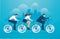 People with bikecycles park and city on background vector illustration