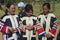 People of the Black Lahu hill tribe perform traditional dance wearing traditional tribal dresses in Mae Hong, Thailand.