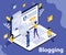 People are Blogging on Online Site Isometric Artwork Concept
