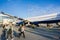 People boarding an airplane