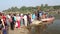 People boarding the boat on the Tungabhadra river.