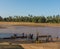 People boarding canoes at Galana river, Kenya