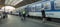 People boarding one of the blue trains of the national carrier in Czech republic, Ceske drahy, at the Prague main train station