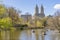 People boating in The lake at Central Park on nice weather day in New York