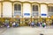 People at the booking terminals inside Budapest\'s West Train Station
