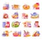 People With Breakfast Flat Icon Set