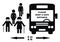 People on bus stop, black vector icon