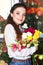People, business, sale and floristry concept - happy smiling florist