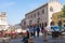 People and cafe on Piazza Sordello in Mantua