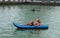 People canoeing on scenic lake in summer, shanghai