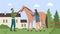 People care domestic farm animals, horse in summer village landscape, veterinary service