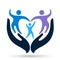 People care family care children Helping hands world giving hands  open caring hands hold family logo icon vector