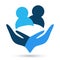 People care hands holding family keep human safety protect life logo icon