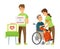 People Caring Disabled, Donating to Orphans Vector
