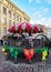 People at carousel at Riga Christmas market of Dome square