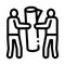 People carry rolled carpet icon vector outline illustration