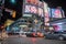 People and -Cars in Yonge-Dundas Square at Night. Totonto, Ontario