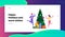 People Celebrate Xmas Party in Office Website Landing Page. Happy Workers Having Fun Dancing at Decorated Christmas Tree