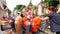 People celebrating Songkran (Thai new year / water festival) Ancestor Worship on thailand New Year