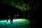 People in cenote cave with underground water system rio secreto, Mexico