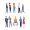 People Character with Disabilities Applying for Jobs and Rejected by Employer Vector Illustration Set