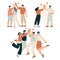 People Character Giving High Five Informal Gesture Vector Set