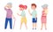 People Characters with Beads of Sweat on Their Forehead Holding Hand Fan Vector Illustrations Set