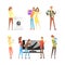 People Characters Buying Various Household Appliances and Electric Device Vector Set