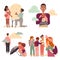 People Characters Crying and Weeping Feeling Deep Emotion Vector Set