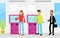 People Characters Getting Cash and Making Payment with ATM Machine Vector Illustration
