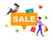 People characters online shopping discount banner illustration.