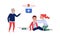 People Characters Receiving First Aid Kit by Quadcopter Vector Illustration Set