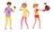 People Characters Reducing Stress by Different Activities like Boxing and Listening to Music Vector Illustrations Set