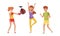 People Characters Reducing Stress by Different Activities like Boxing and Running Vector Illustrations Set