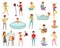 People Characters Revealing Stress with Different Activities Big Vector Set