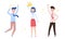 People Characters Standing and Cheering About Victory Vector Illustrations Set