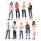 People Characters Standing Clapping Their Hands as Applause and Ovation Gesture Vector Illustration Set