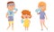 People Characters Standing and Drinking Still Mineral Water from Plastic Bottle Vector Illustrations Set