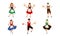 People Characters in Traditional Bavarian Costumes Carrying Beer Mug and Dancing Vector Illustration Set