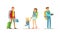 People Characters with Wheeled Suitcase and Backpack Travelling Vector Set